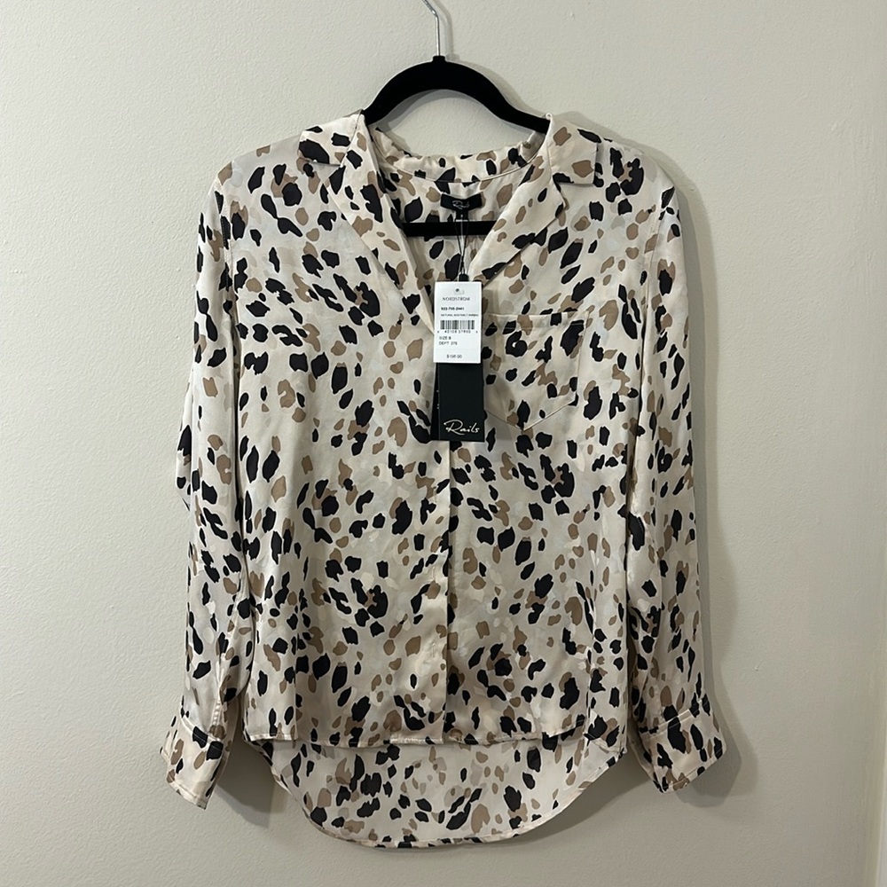 Rails natural abstract animal print blouse